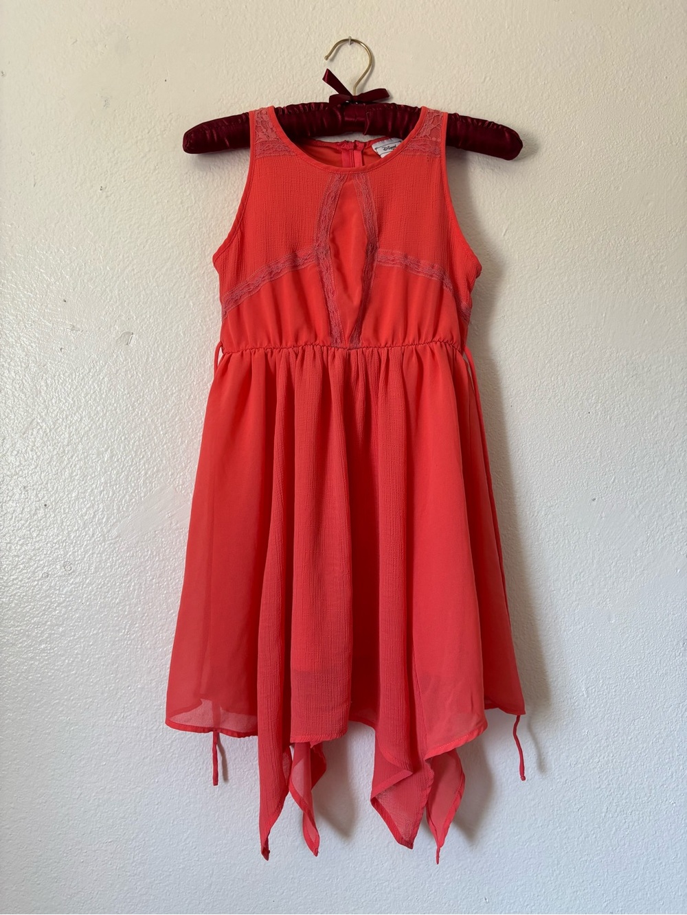 Disney colab Coral Red Asymmetrical Dress